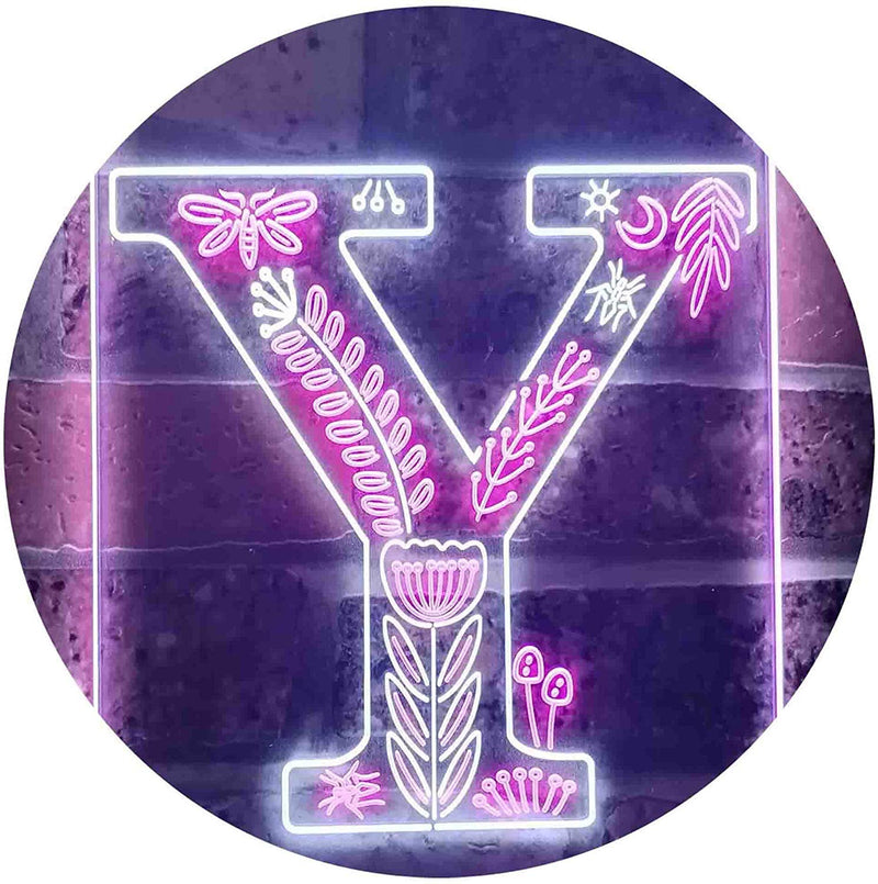 Family Name Letter Y Monogram Initial LED Light Sign - LED Gift Works
