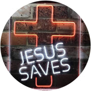 Christian Cross Jesus Saves LED Light Sign - LED Gift Works