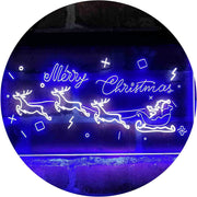 Merry Christmas Santa Claus Sleigh Reindeer LED Light Sign - LED Gift Works