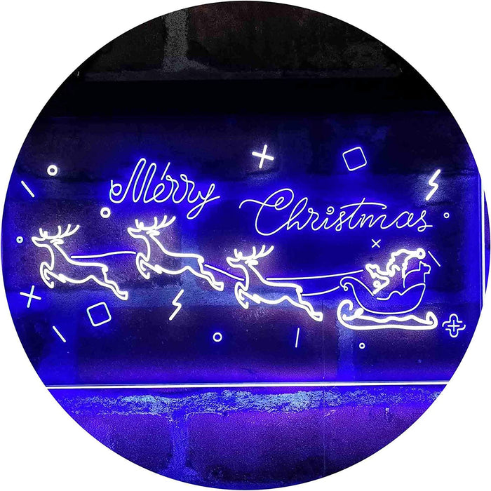 Merry Christmas Santa Claus Sleigh Reindeer LED Light Sign - Way Up Gifts