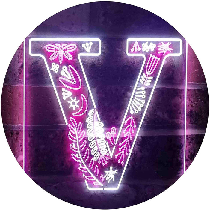 Family Name Letter V Monogram Initial LED Light Sign - Way Up Gifts