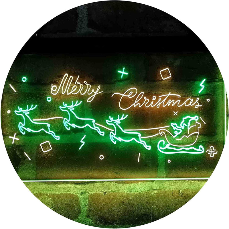 Merry Christmas Santa Claus Sleigh Reindeer LED Light Sign - LED Gift Works