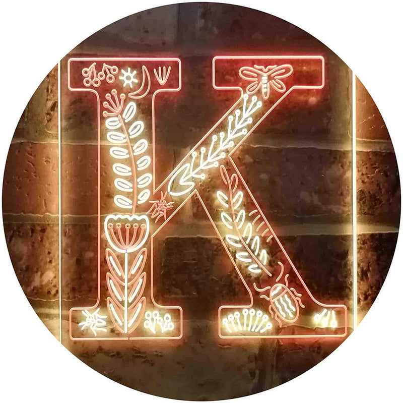 Family Name Letter K Monogram Initial LED Light Sign - LED Gift Works