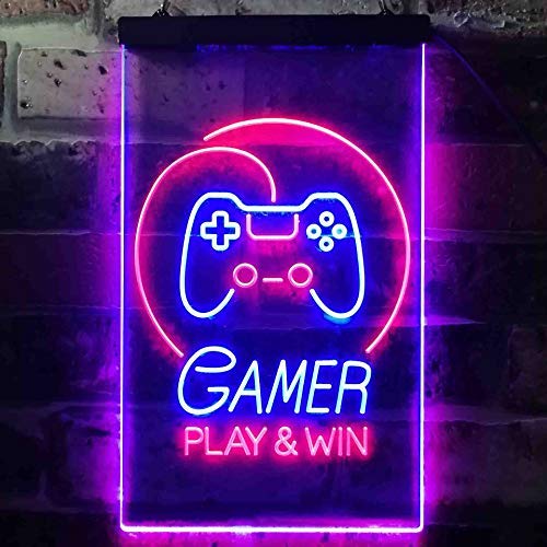 Gamer Play Win Game Room LED Light Sign - Way Up Gifts