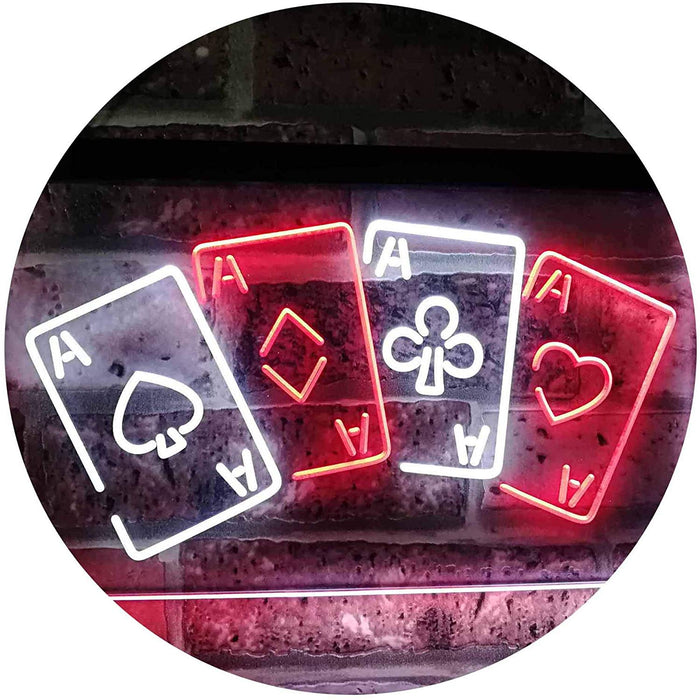 Four Aces Poker Casino LED Light Sign - Way Up Gifts