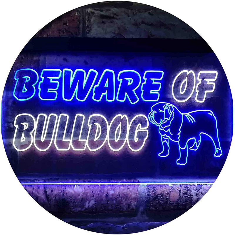 Beware of Bulldog LED Light Sign - LED Gift Works