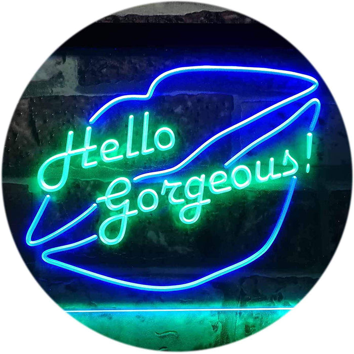 Lips Hello Gorgeous LED Light Sign - Way Up Gifts