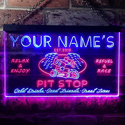 Personalized Car Racing Beer Pit Stop Bar LED Light Sign - Way Up Gifts