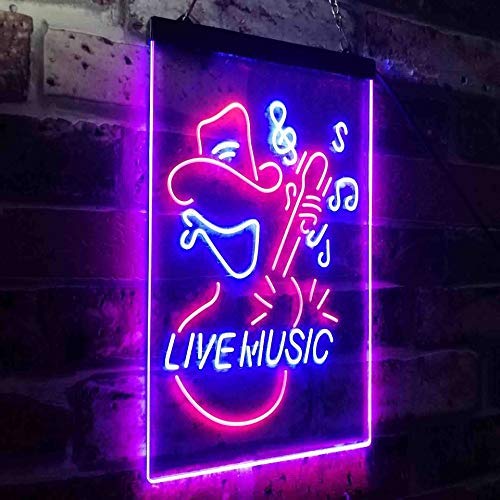 Cowboy Guitar Live Music LED Light Sign - Way Up Gifts