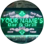 Personalized Hot Food Cold Beer Bar & Grill LED Light Sign - LED Gift Works