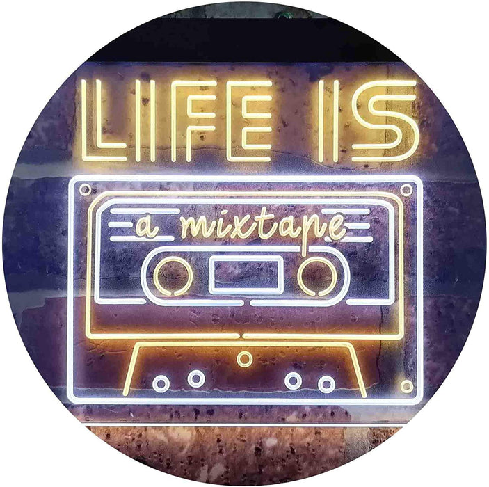 Life is a Mixtape Quotes Bedroom Decor LED Light Sign - Way Up Gifts