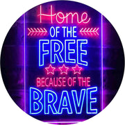USA Home of The Free Because of The Brave LED Light Sign - LED Gift Works