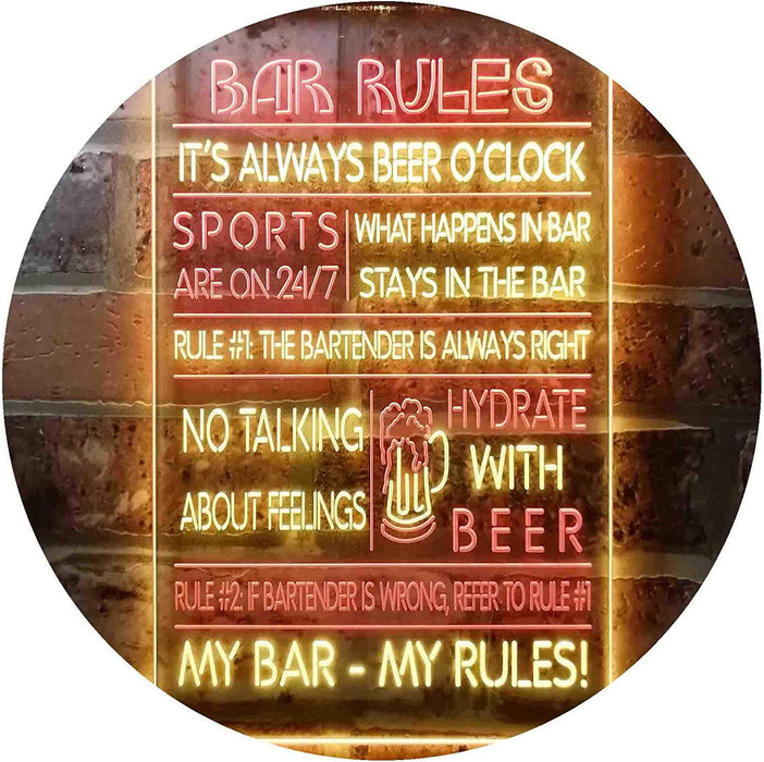 Bar Rules LED Light Sign - Way Up Gifts