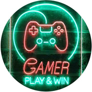 Gamer Play Win Game Room LED Light Sign - LED Gift Works
