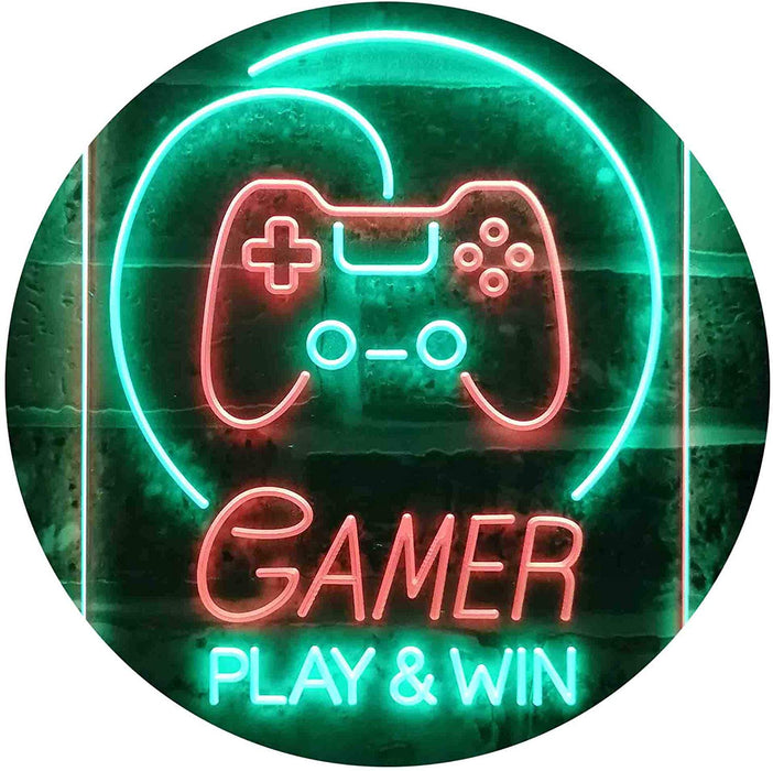 Gamer Play Win Game Room LED Light Sign - Way Up Gifts