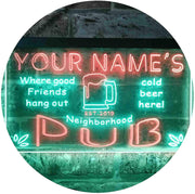 Personalized Neighborhood Pub Bar LED Light Sign - LED Gift Works