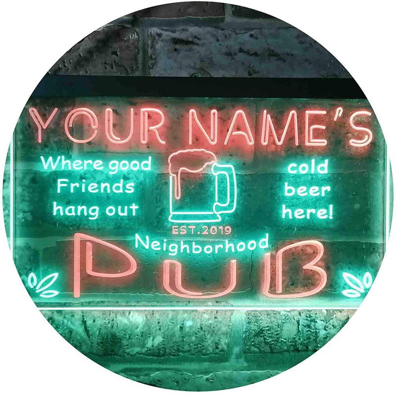 Personalized Neighborhood Pub Bar LED Light Sign - LED Gift Works