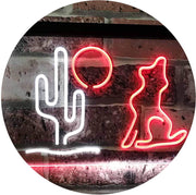 Cactus Moon Wolf LED Light Sign - LED Gift Works
