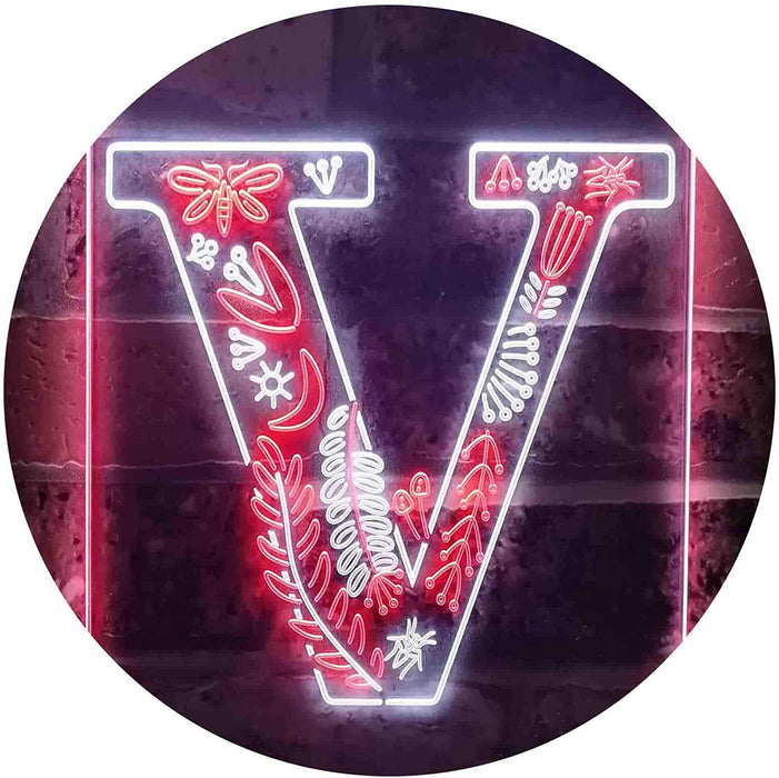 Family Name Letter V Monogram Initial LED Light Sign - Way Up Gifts