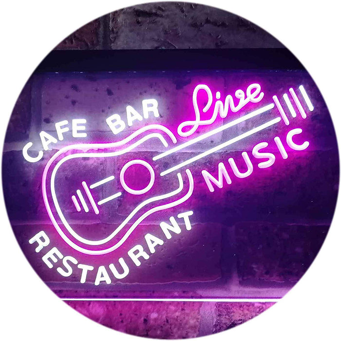 Guitar Cafe Bar Restaurant Live Music LED Light Sign - Way Up Gifts