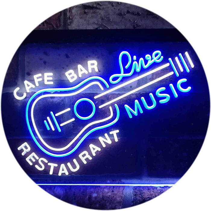 Guitar Cafe Bar Restaurant Live Music LED Light Sign - Way Up Gifts