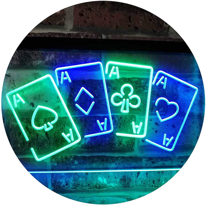 Four Aces Poker Casino LED Light Sign - Way Up Gifts