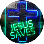 Christian Cross Jesus Saves LED Light Sign - LED Gift Works