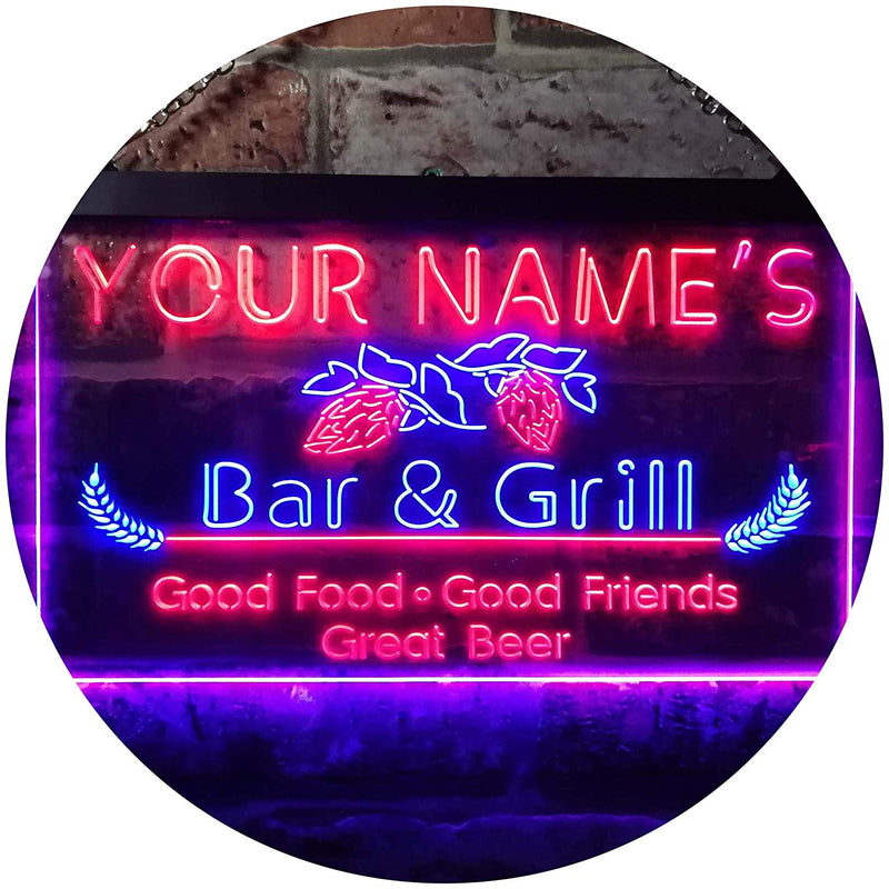 Personalized Bar & Grill LED Light Sign - LED Gift Works