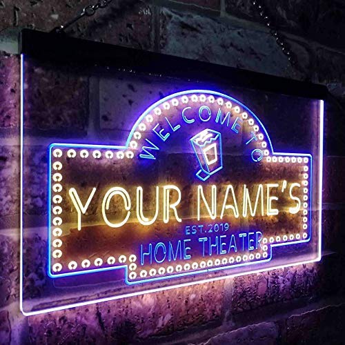 Personalized Movie Room Home Theater LED Light Sign - Way Up Gifts