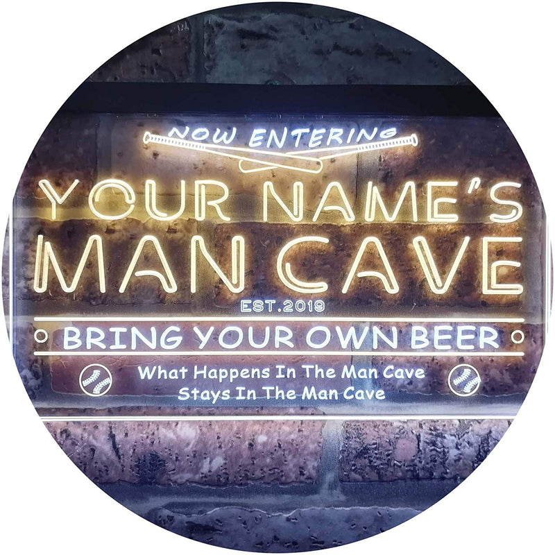 Personalized Sports Baseball Theme Man Cave LED Light Sign - LED Gift Works
