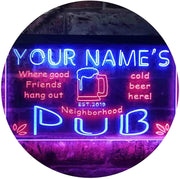 Personalized Neighborhood Pub Bar LED Light Sign - LED Gift Works