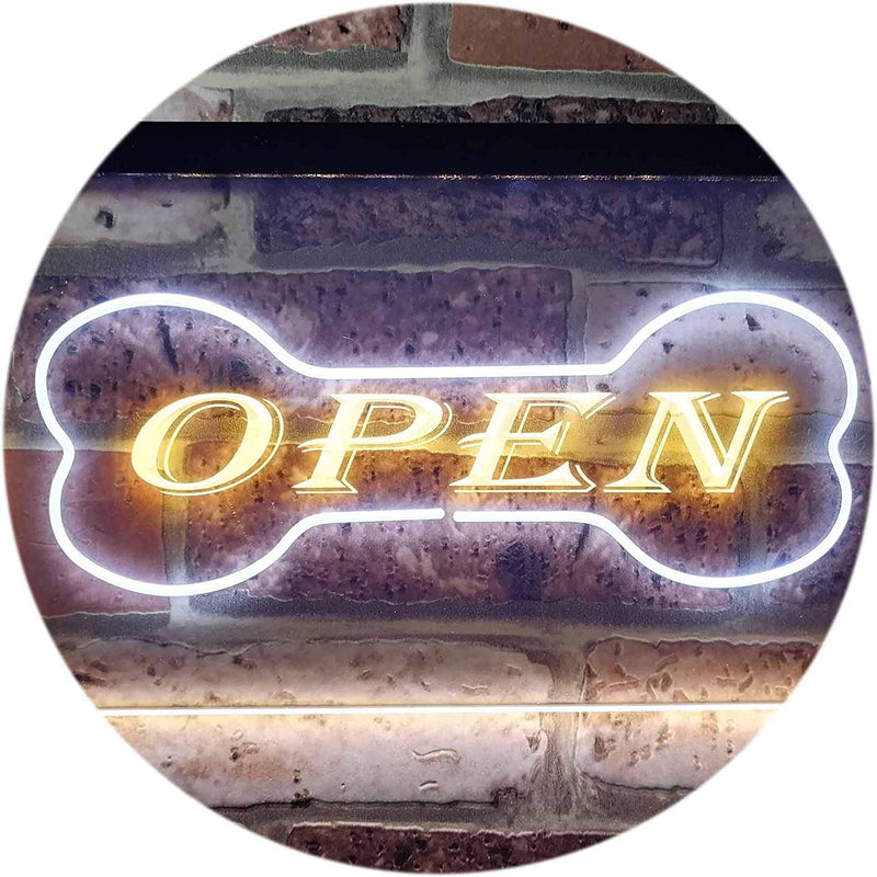 Open Dog Bone Grooming Pet Shop LED Light Sign - LED Gift Works