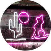 Cactus Moon Wolf LED Light Sign - LED Gift Works