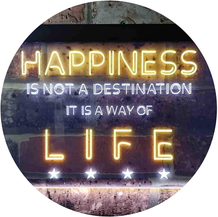 Happiness is a Way of Life Quotes Bedroom Decor LED Light Sign - Way Up Gifts