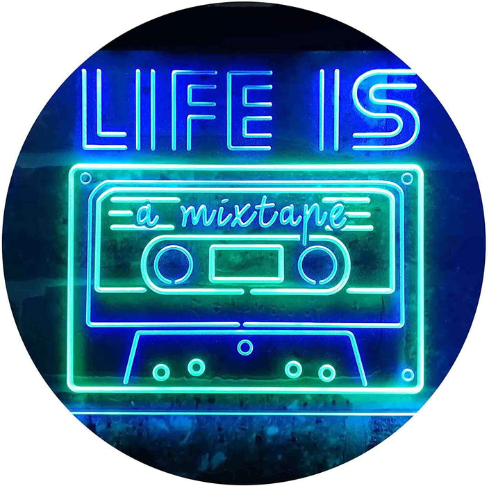 Life is a Mixtape Quotes Bedroom Decor LED Light Sign - Way Up Gifts