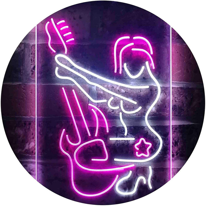 Sexy Girl Playing Guitar Music LED Light Sign - Way Up Gifts