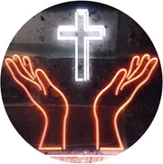 Christianity Hands Cross LED Light Sign - LED Gift Works