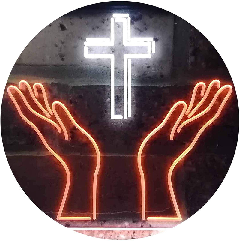 Christianity Hands Cross LED Light Sign - LED Gift Works