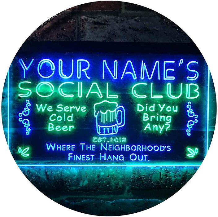 Personalized Social Club LED Light Sign - Way Up Gifts