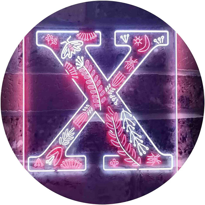 Family Name Letter X Monogram Initial LED Light Sign - Way Up Gifts