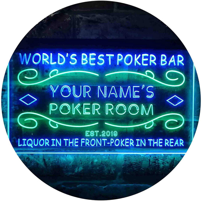 Personalized Poker Room Bar LED Light Sign - Way Up Gifts