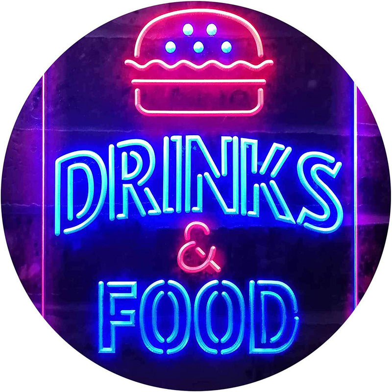 Hamburgers Drinks and Food LED Light Sign - LED Gift Works
