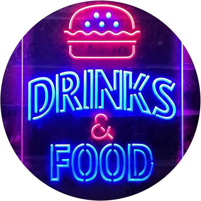 Hamburgers Drinks and Food LED Light Sign - Way Up Gifts