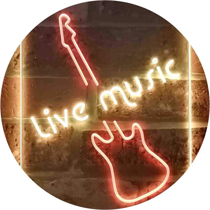 Guitar Live Music LED Light Sign - LED Gift Works