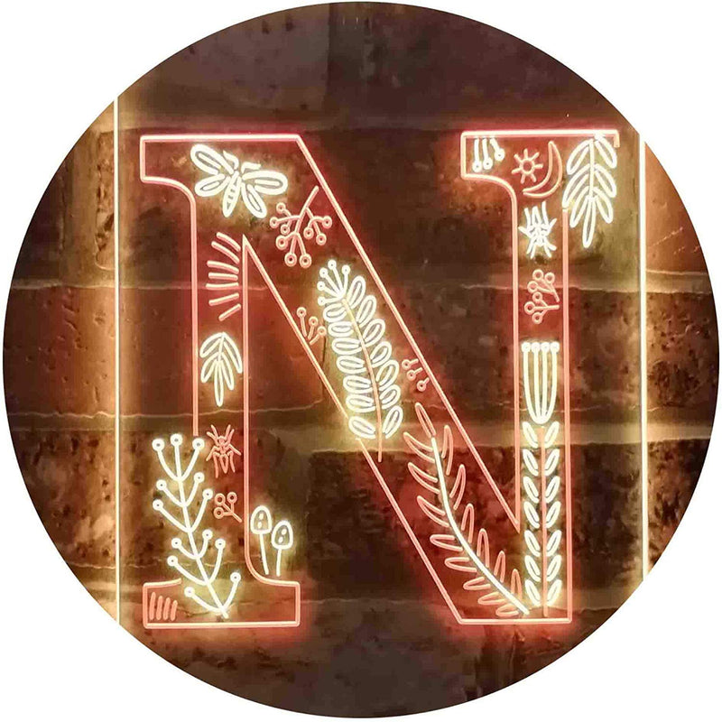 Family Name Letter N Monogram Initial LED Light Sign - LED Gift Works