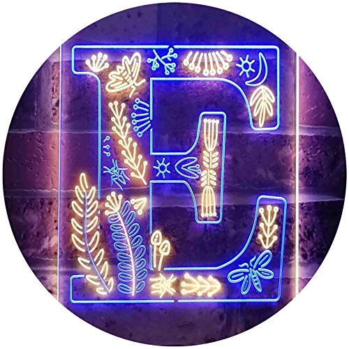 Family Name Letter E Monogram Initial LED Light Sign - LED Gift Works