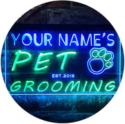 Personalized Paw Print Pet Grooming LED Light Sign - LED Gift Works