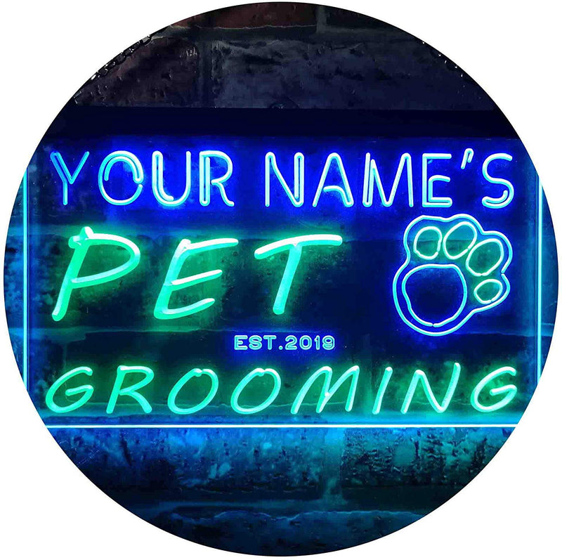 Personalized Paw Print Pet Grooming LED Light Sign - LED Gift Works