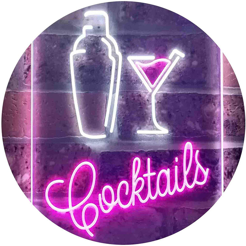 Cocktail Shaker Drinks Cocktails LED Light Sign - LED Gift Works