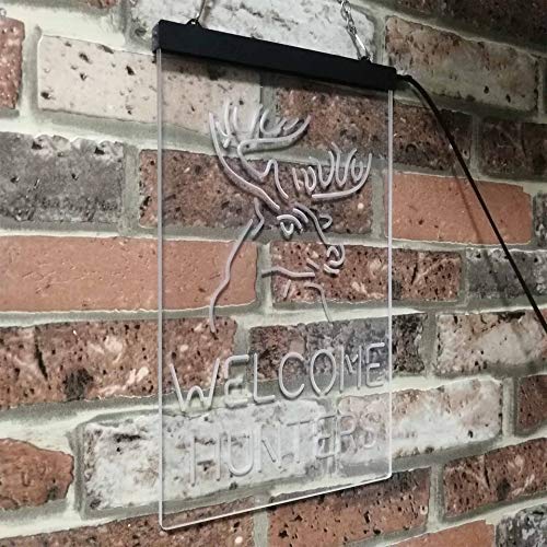 Hunting Store Cabin Decor Welcome Hunters LED Light Sign - LED Gift Works